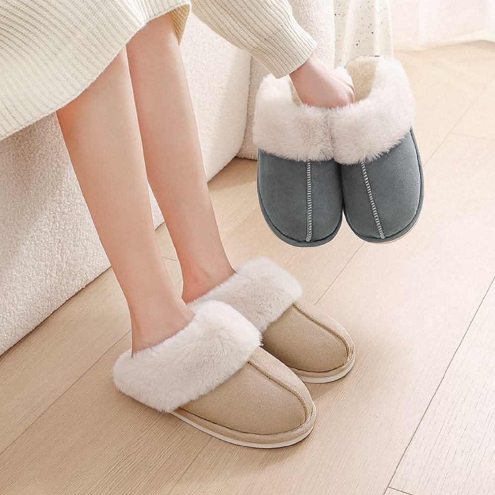 러블리 어그 털실내화 겨울 따뜻한 인조퍼 실내화 여성 남성 사무실 거실 - 상세 이미지 3