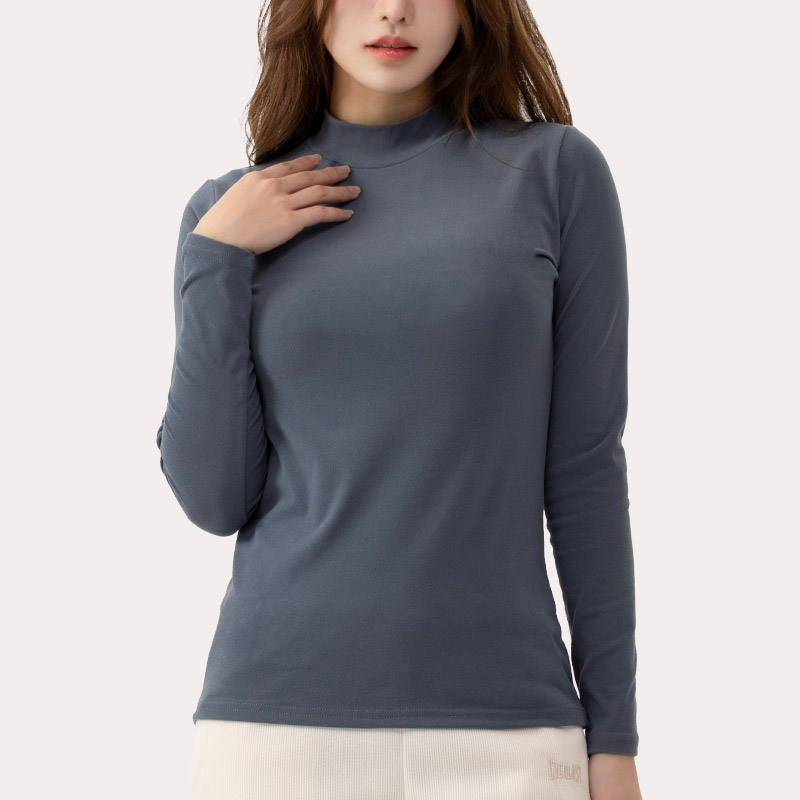 에버라스트 날씬 기모 모크넥 목폴라 터틀넥 반목 니트 - 상세 이미지 4