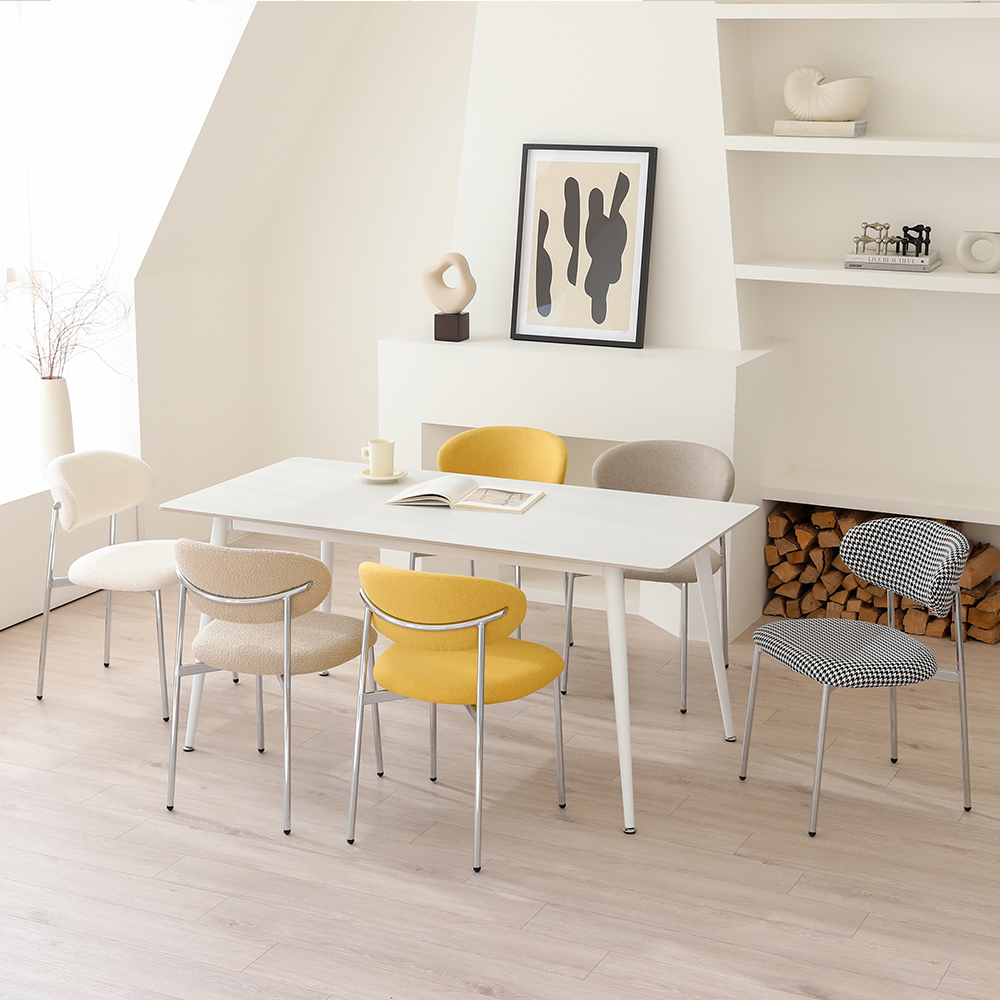 1+1 레오나 미드센츄리 모던 디자인 카페 인테리어 패브릭 식탁의자