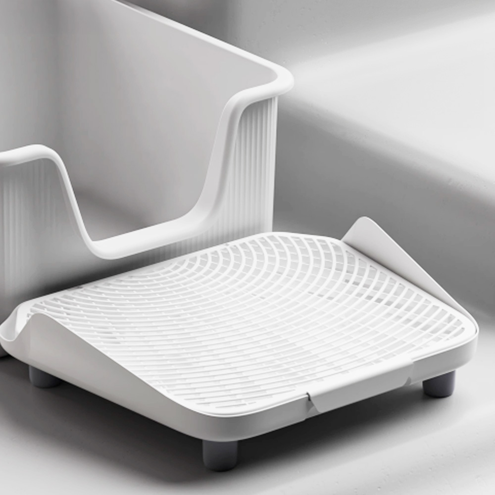 펫쭈 고양이 모래매트 발판 사막화방지 화장실 화이트