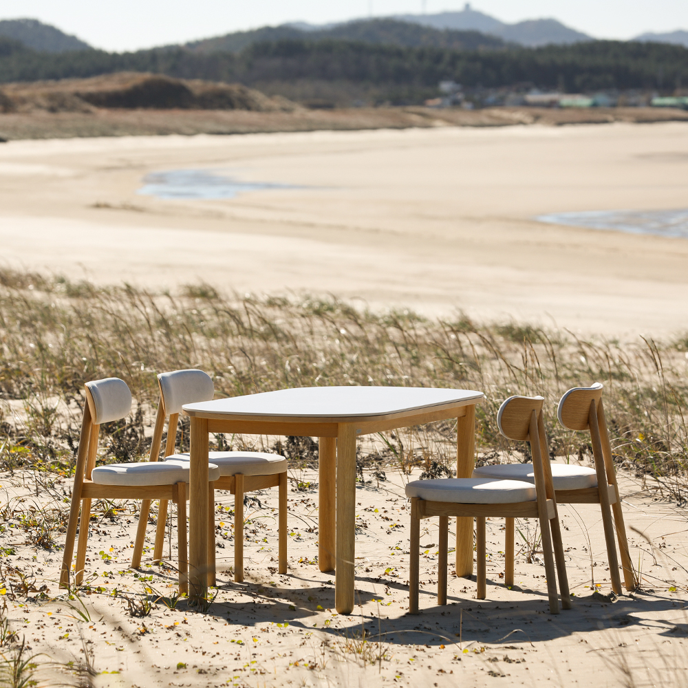 라미에스 유니 오크 참나무 포세린 세라믹 라운드 식탁 4인용 1600