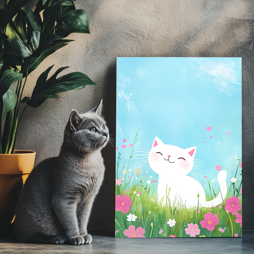 미소냥 A3 캔버스액자 고양이그림 - 상세 이미지 5