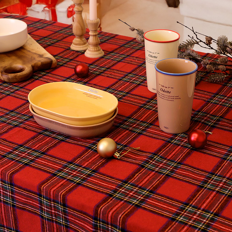 크리스마스 테이블보 빈티지 체크 홈파티 식탁보 2인 4인 6인