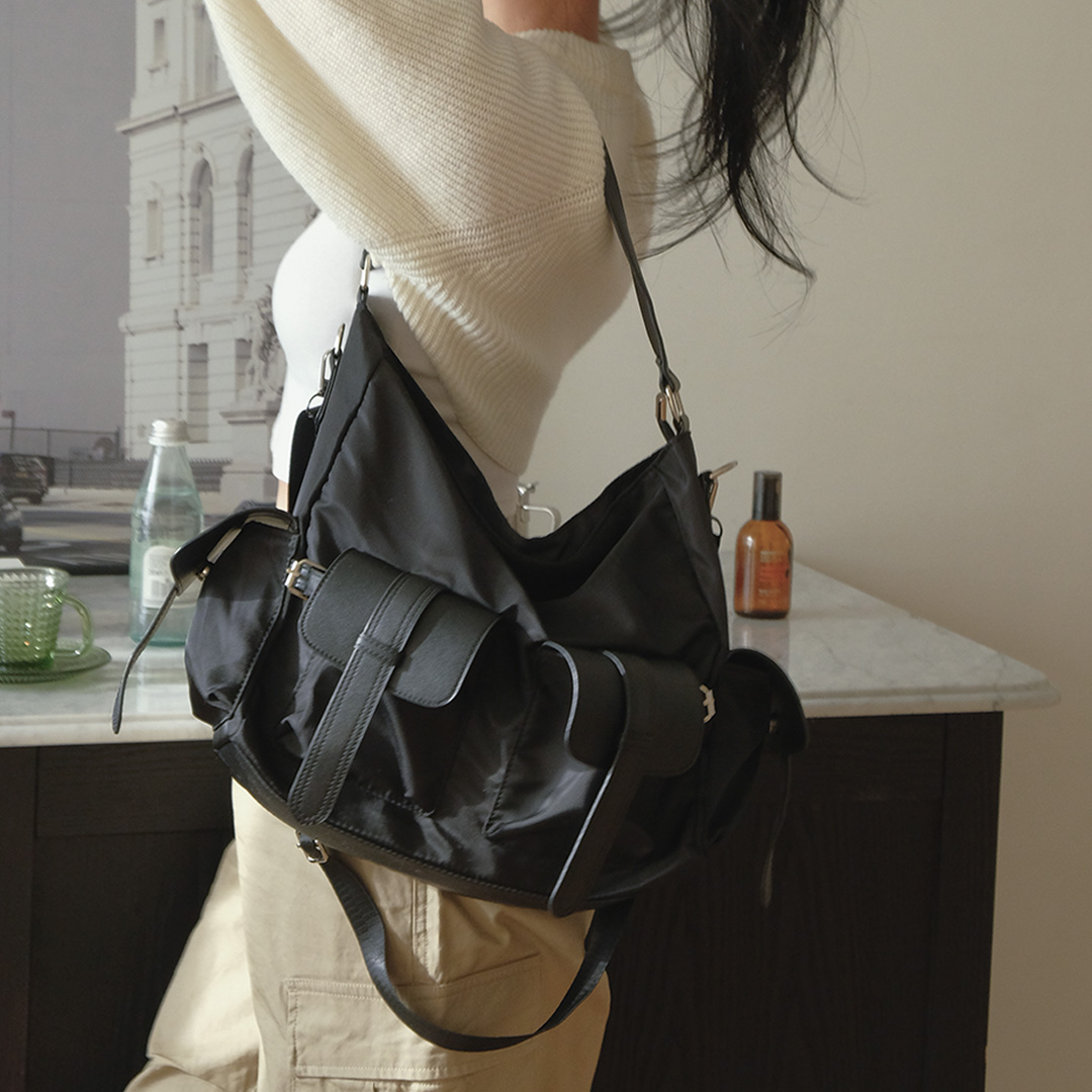 초경량 4 빅포켓 나일론 숄더 메신저 크로스백