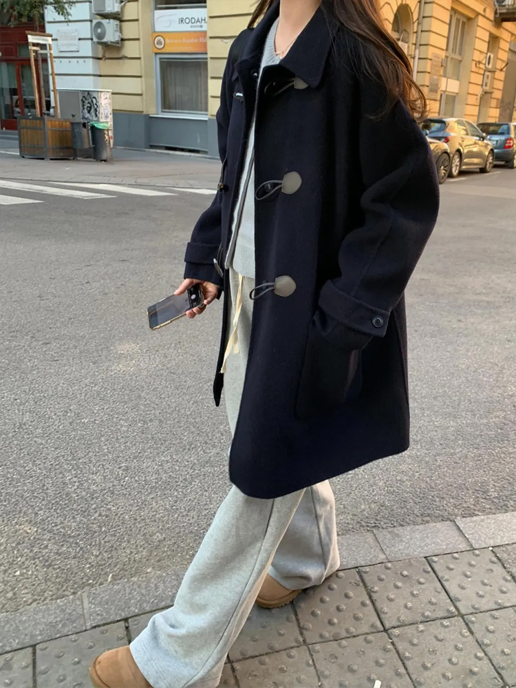 프리미엄 더플 떡볶이 코트 하프 울 핸드메이드코트 숏 반코트 여자 겨울코트 그레이 베이지