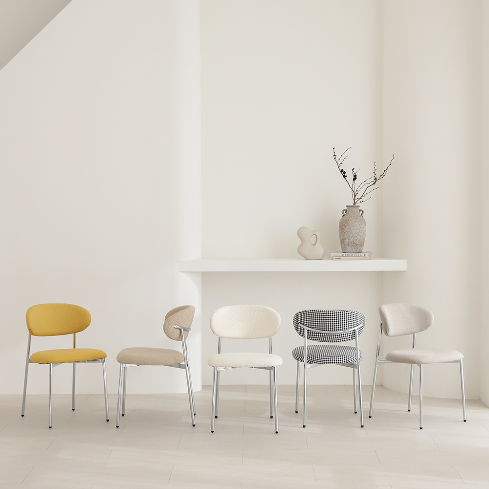 1+1 레오나 미드센츄리 모던 디자인 카페 인테리어 패브릭 식탁의자