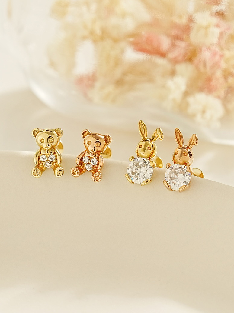 [0.8mm]14K 인터널 곰토끼 라블렛 피어싱 귀걸이 - 상세 이미지 2
