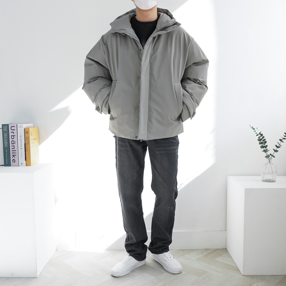 남녀공용 투웨이 방수 방풍 6온스 오버핏 후드 패딩 점퍼 3color 이미지 7