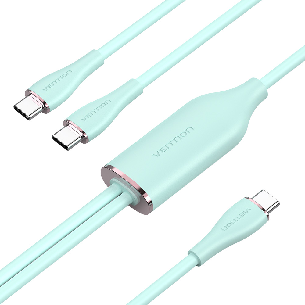 벤션 100W PD C타입 to 2 C타입 멀티 고속충전케이블 CTM 그린, 1개, 1.5m - 상품 이미지