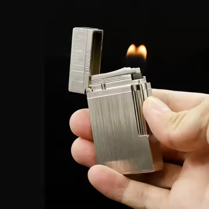 쌍 불 라이터 지인 부모님 선물 고급 가스 충전 라이타 각인 추가 가능