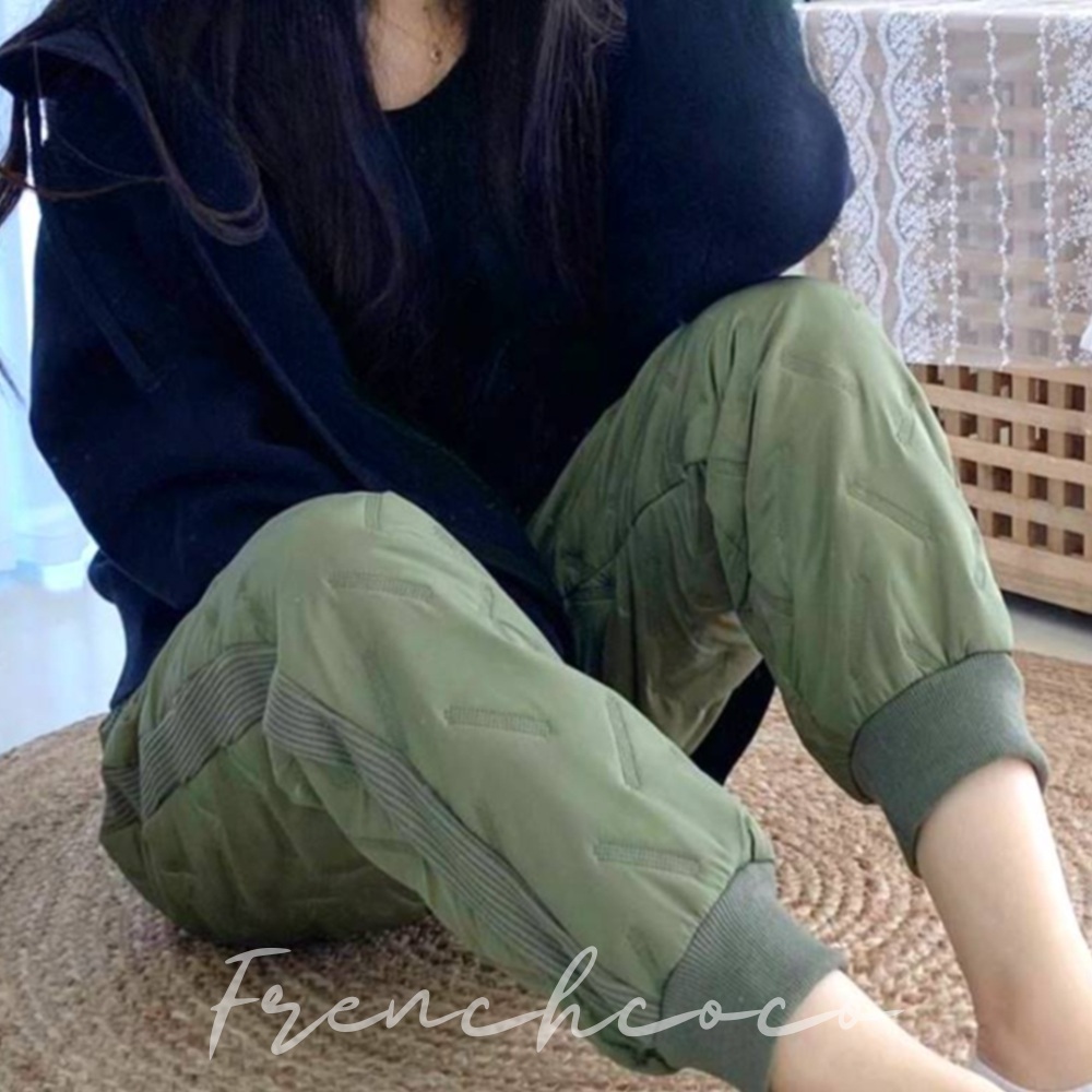 프렌치코코 여자 겨울 패딩 바지 방한 조거 시보리 팬츠 - 메인 이미지