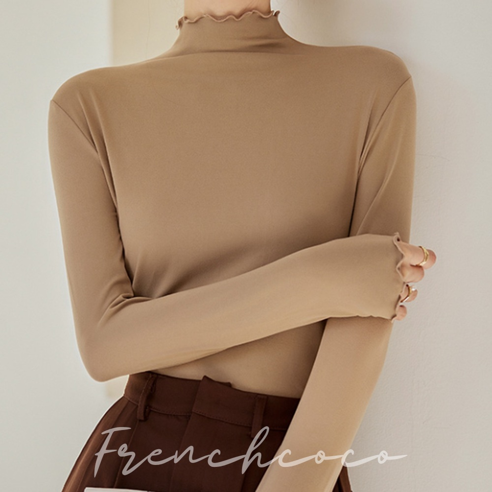 프렌치코코 물결 목폴라티 반목 레이어드 이너티셔츠 - 메인 이미지