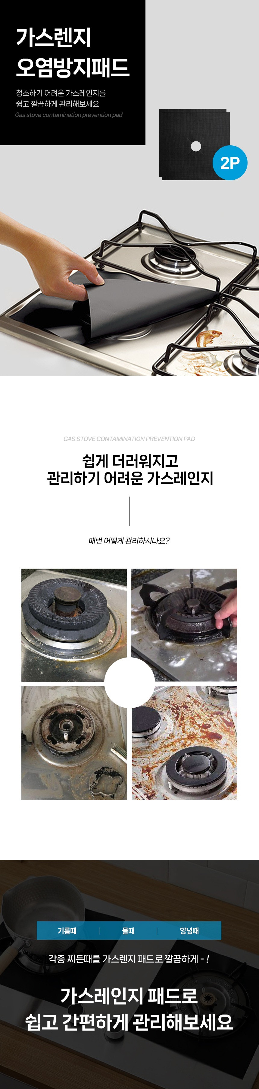 가스렌지 오염 방지 커버 시트 기름때 방지 기름튐 보호 2P - 상세 이미지 2