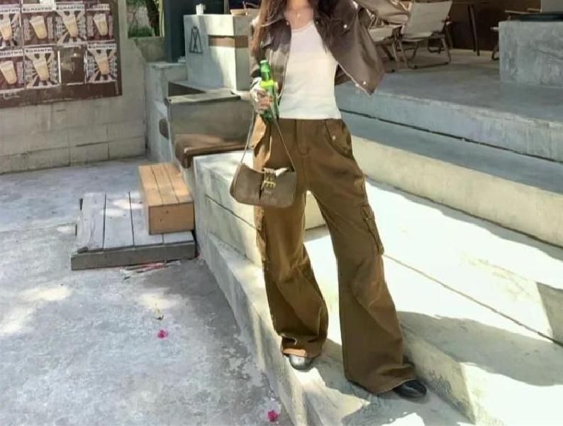 아메리칸 빈티지 여성 페이크레더 가죽 자켓 새로운 디자인 봄 가을 2024 브라운 M - 상세 이미지 5