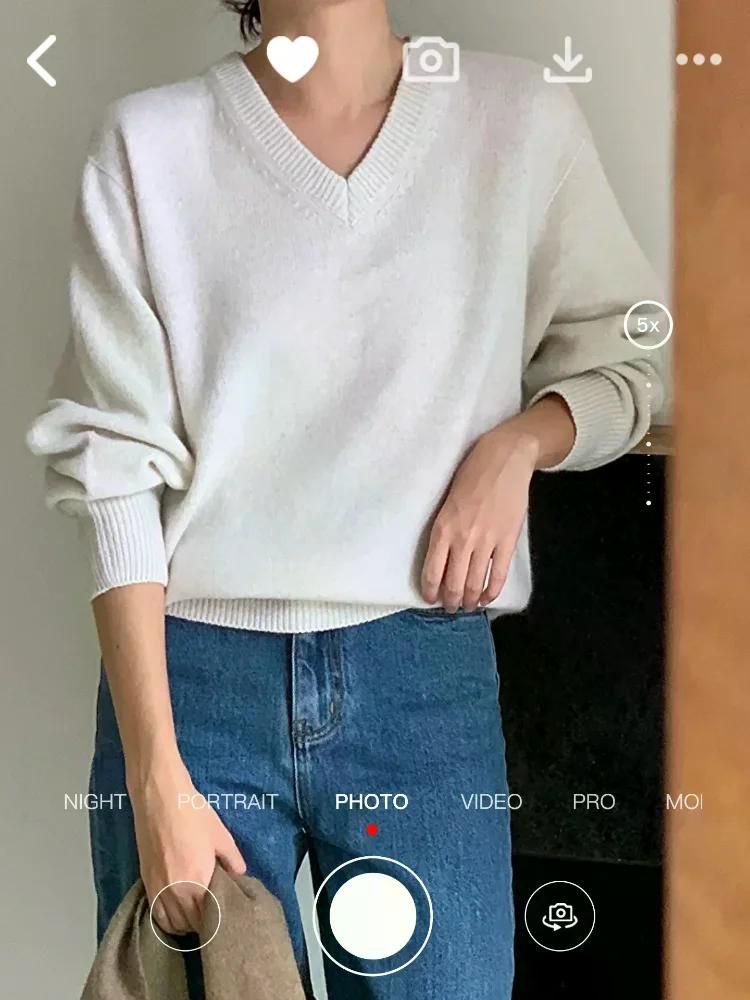브이넥 니트 V-neck 랜턴 소매 Sven 통근 기본 모델 스웨터의 부드러움 - 상세 이미지 3