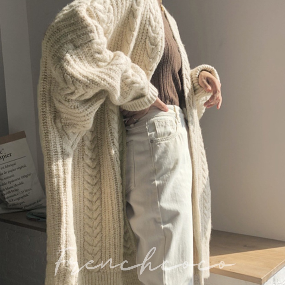 프렌치코코 꽈배기 로브가디건 롱가디건 루즈핏