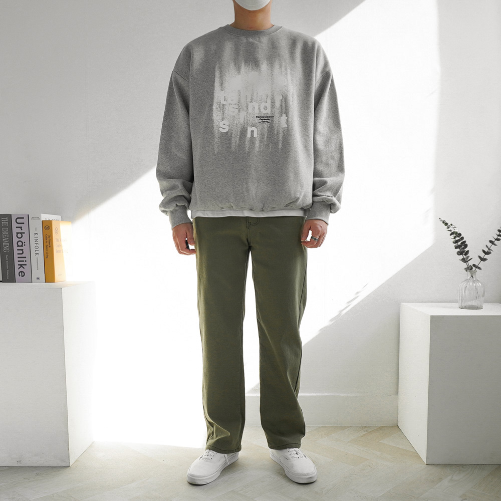 남자 겨울 융털 기모 본딩 면바지 시크릿 밴딩 겨울 세미 와이드 팬츠 5color - 상세 이미지 5