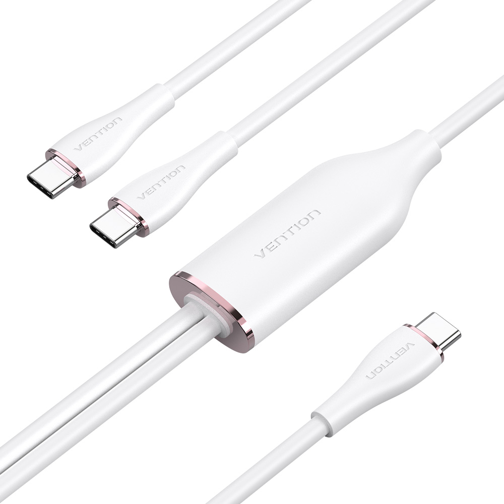 벤션 100W PD C타입 to 2 C타입 멀티 고속충전케이블 CTM 화이트, 1개, 1.5m - 상품 이미지