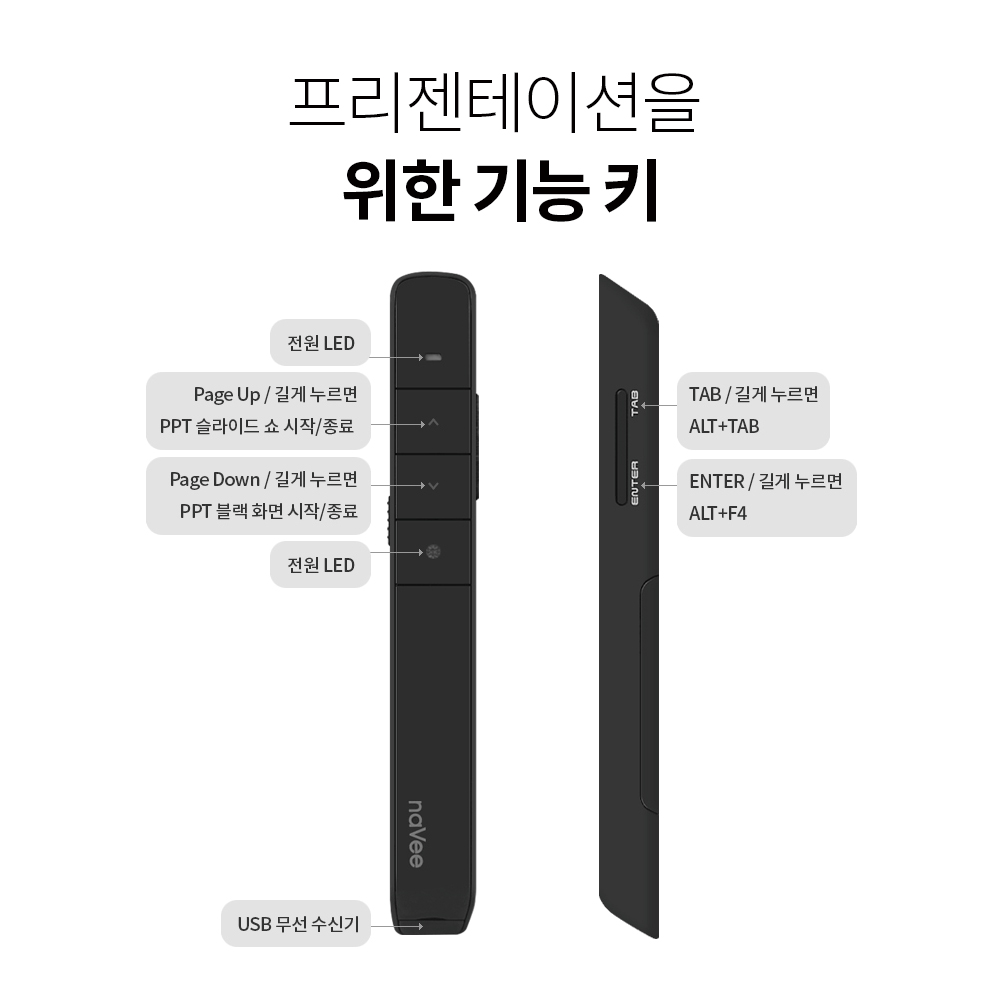 나비 레이저포인터 무선프리젠터 PPT 포인터 리모컨 NV19-PPT300 - 상세 이미지 5