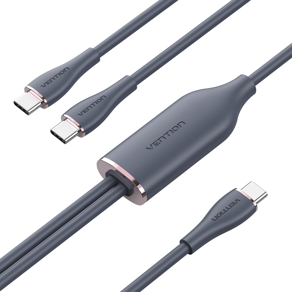 벤션 100W PD C타입 to 2 C타입 멀티 고속충전케이블 CTM 블랙, 1개, 1.5m - 상품 이미지