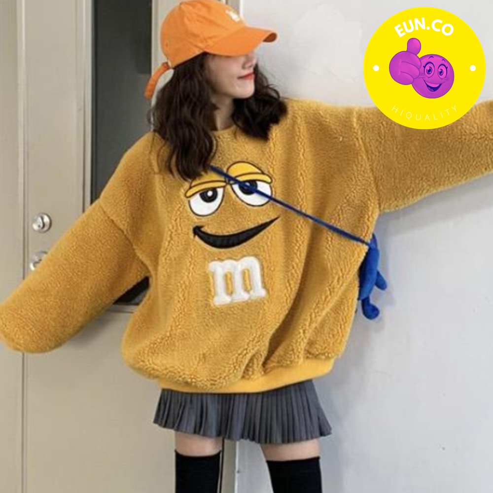 데일리룩 여성 ootd 2색 기모 귀여운 표정 긴팔 트윈룩 mnm - 메인 이미지