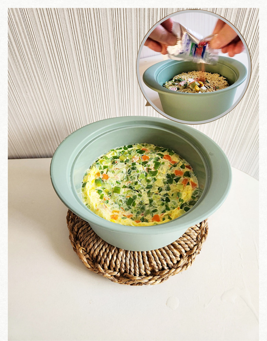 (국산)실리콘냄비 전자레인지 라면용기 야채 만두 그릇 계란찜 이유식 용기 찜기 520ml - 상세 이미지 2