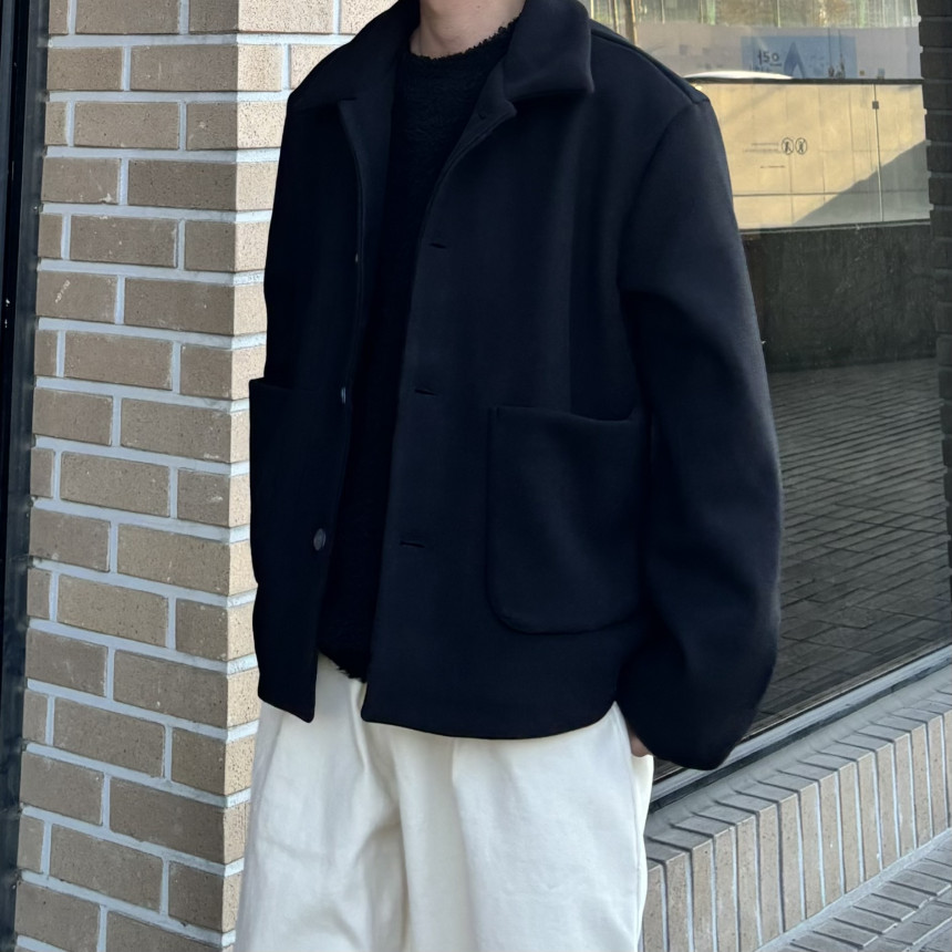 [묶음할인] 남자 하프 반 크롭 숏  2온스 2컬러 블랙 오버핏 데일리 코트 상세 이미지 12