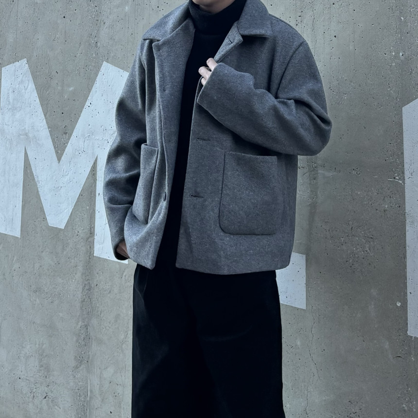 [묶음할인] 남자 하프 반 크롭 숏  2온스 2컬러 블랙 오버핏 데일리 코트 상세 이미지 21