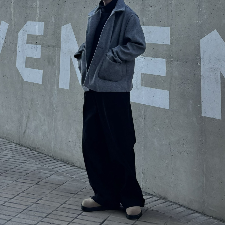 [묶음할인] 남자 하프 반 크롭 숏  2온스 2컬러 블랙 오버핏 데일리 코트 상세 이미지 28