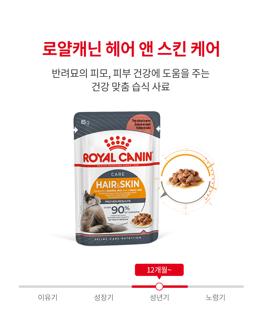 로얄캐닌 캣 헤어앤스킨 케어 그레이비, 85g, 12개 - 상세 이미지 4