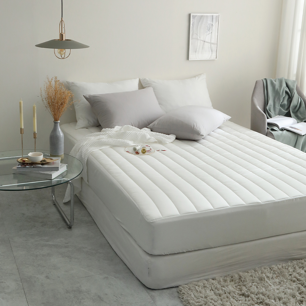 순면 화이트 누빔 두꺼운 침대 매트리스 커버 이스턴킹