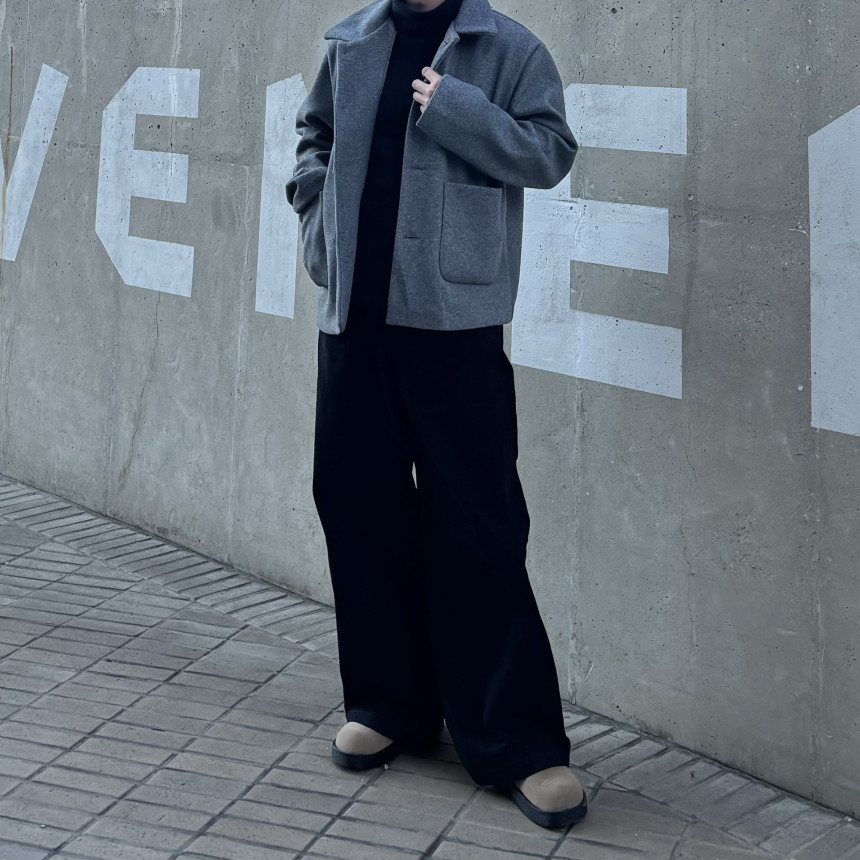 [묶음할인] 남자 하프 반 크롭 숏  2온스 2컬러 블랙 오버핏 데일리 코트 상세 이미지 26