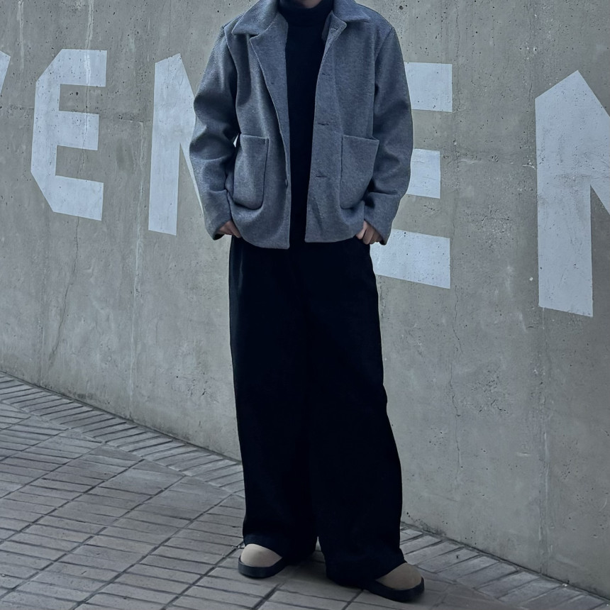 [묶음할인] 남자 하프 반 크롭 숏  2온스 2컬러 블랙 오버핏 데일리 코트 상세 이미지 25