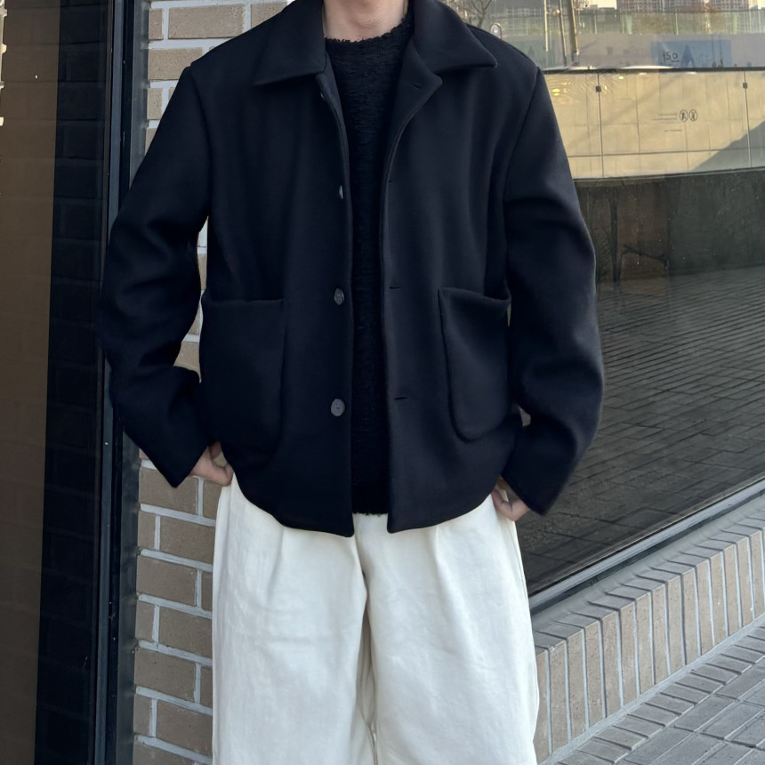 [묶음할인] 남자 하프 반 크롭 숏  2온스 2컬러 블랙 오버핏 데일리 코트 상세 이미지 13