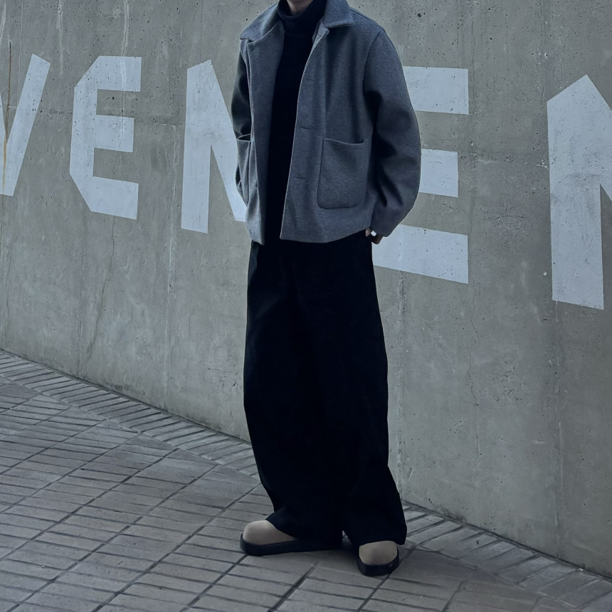 [묶음할인] 남자 하프 반 크롭 숏  2온스 2컬러 블랙 오버핏 데일리 코트 상세 이미지 27