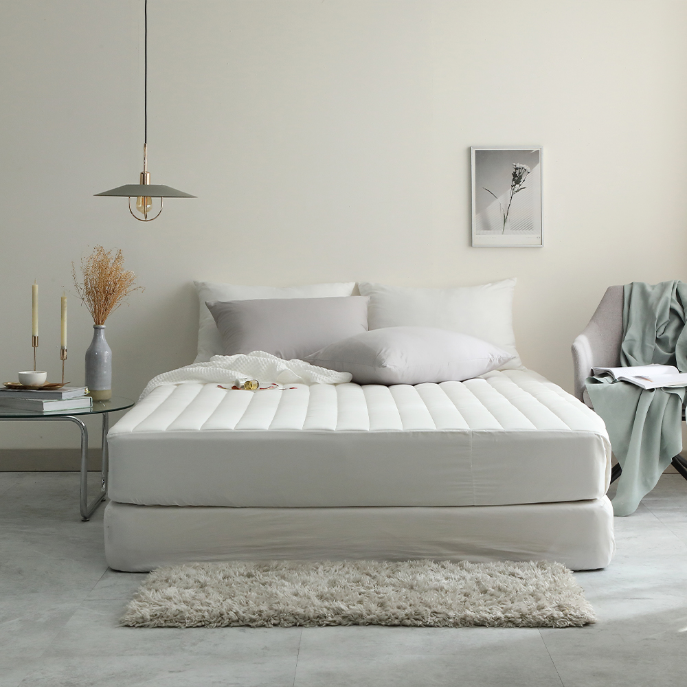 순면 화이트 누빔 두꺼운 침대 매트리스 커버 이스턴킹