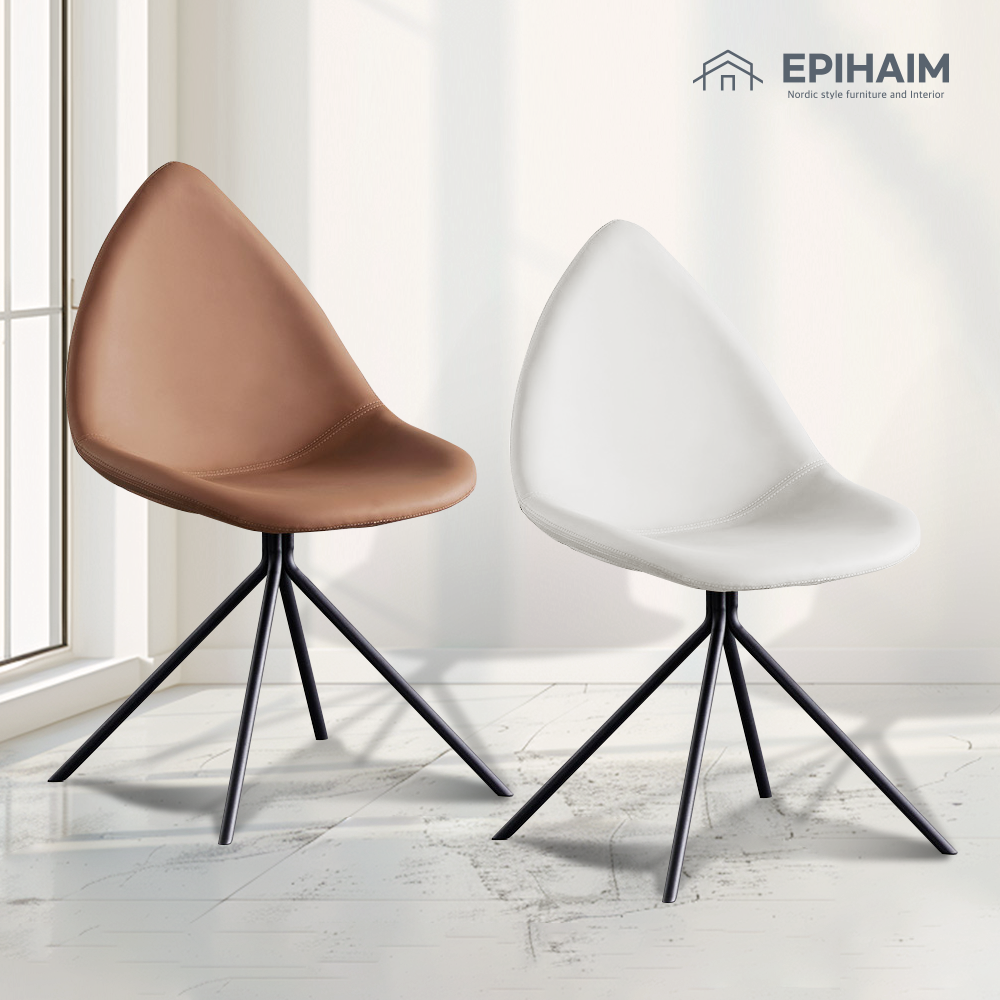 에피하임 오타와체어 카페 인테리어가죽의자 식탁 가죽 다이닝체어 2P