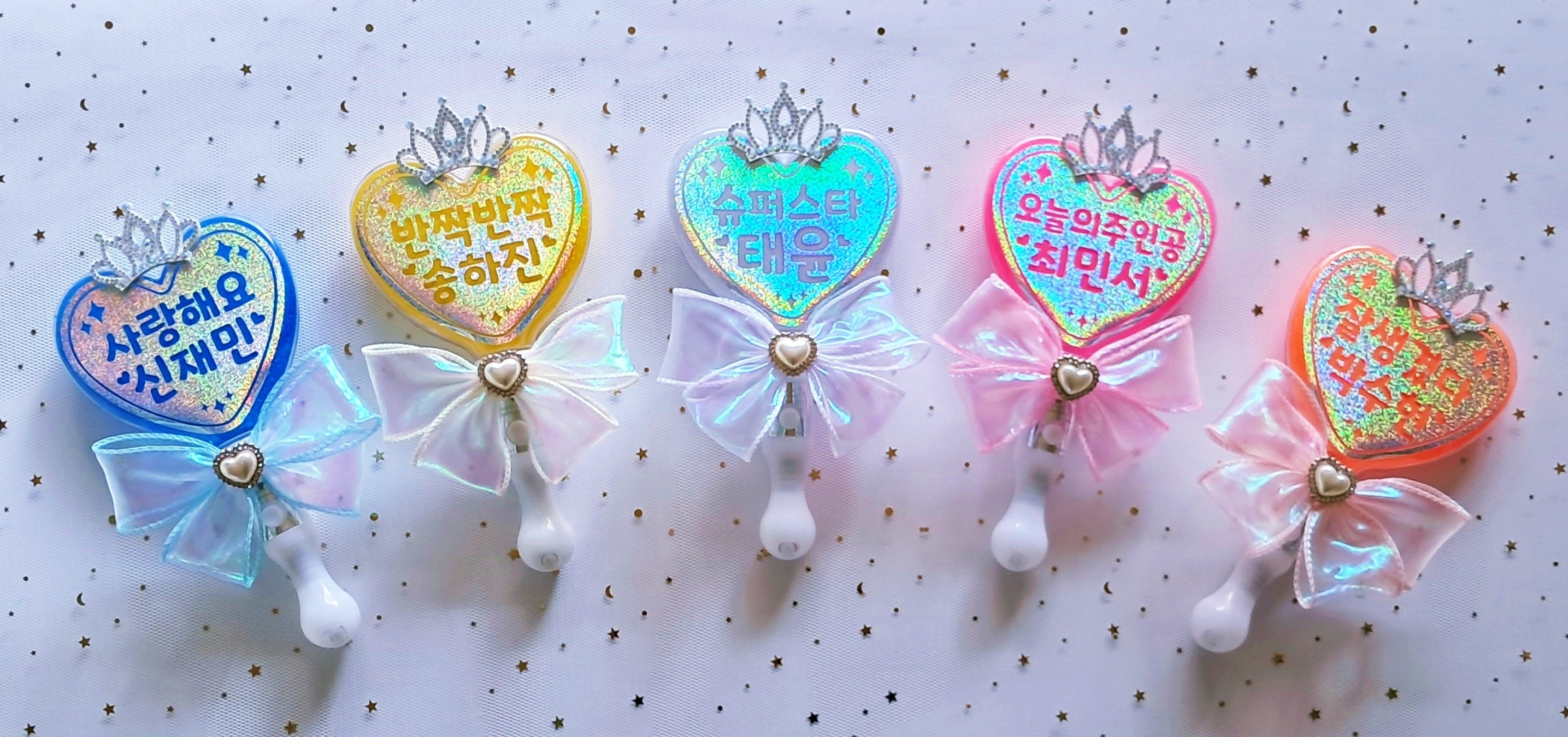 학예회 응원봉 별빛 홀로그램 파스텔 펄 날개 보석 하트 발표회 콘서트 파티 응원도구 - 상세 이미지 4