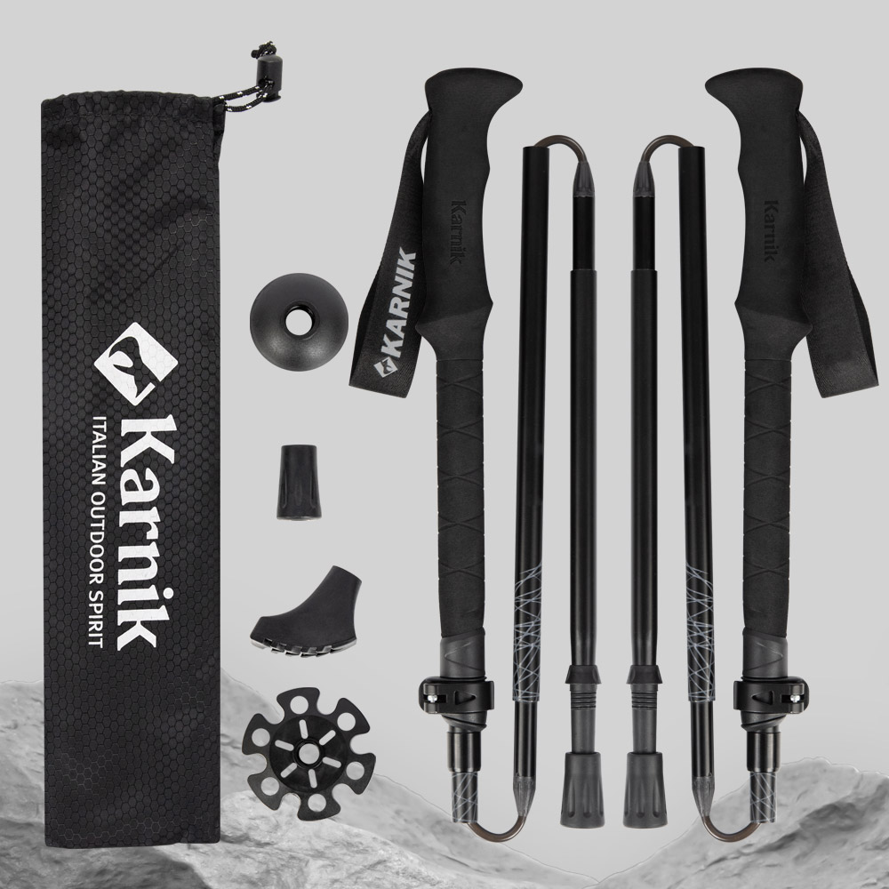 카르닉 등산스틱 경량 5단 접이식 등산용 2개 지팡이 노르딕워킹 z폴