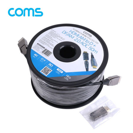 Coms 라이트컴 Coms HDMI V2.0 + Micro HDMI 분리형 리피터 AOC 광 케이블 50M, 4K2K@60Hz UHD, HDMI-A, HDMI-D (CL151)