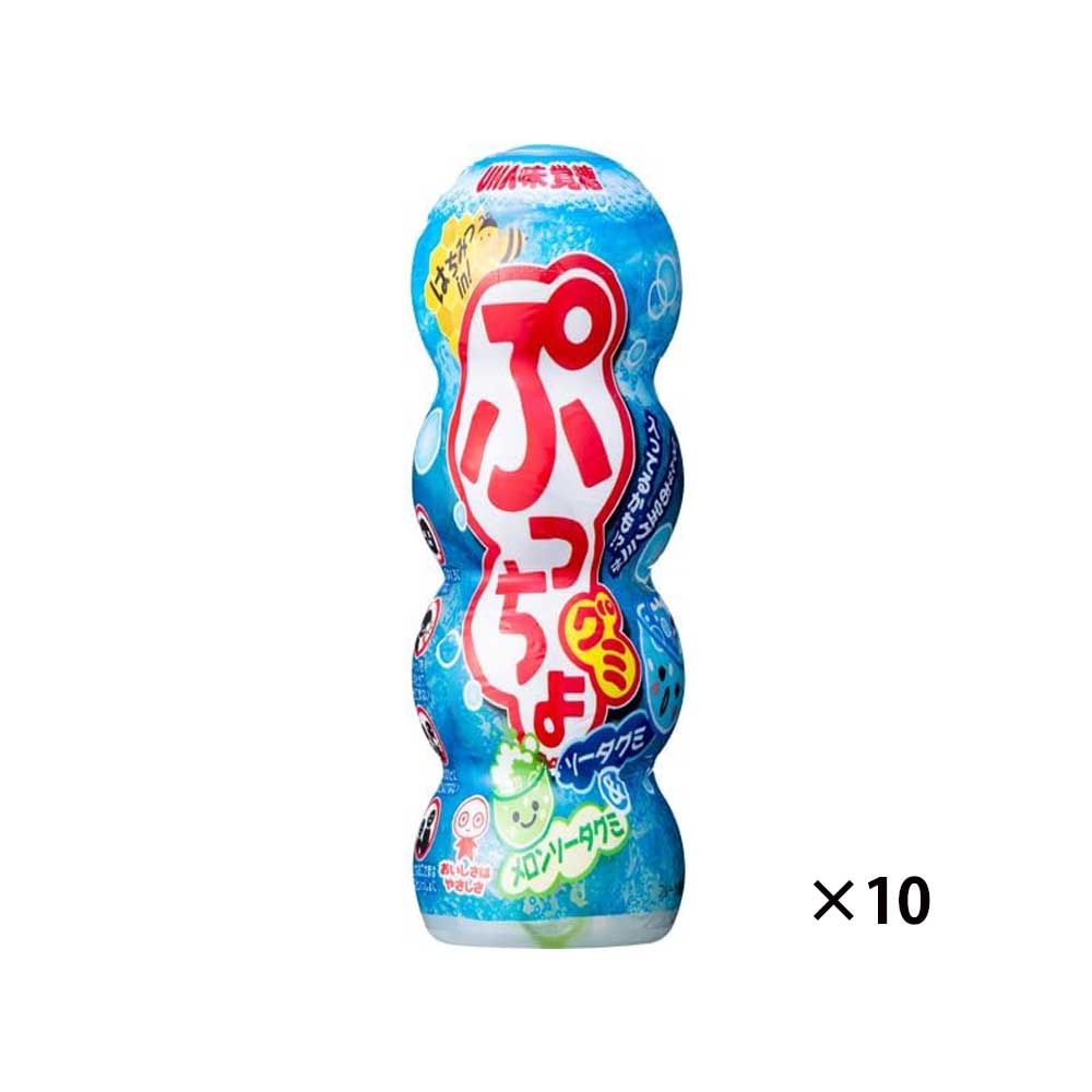 UHA 미각당 푸쵸구미 소다&amp;멜론소다 40g 용기타입 10개세트 일본 젤리