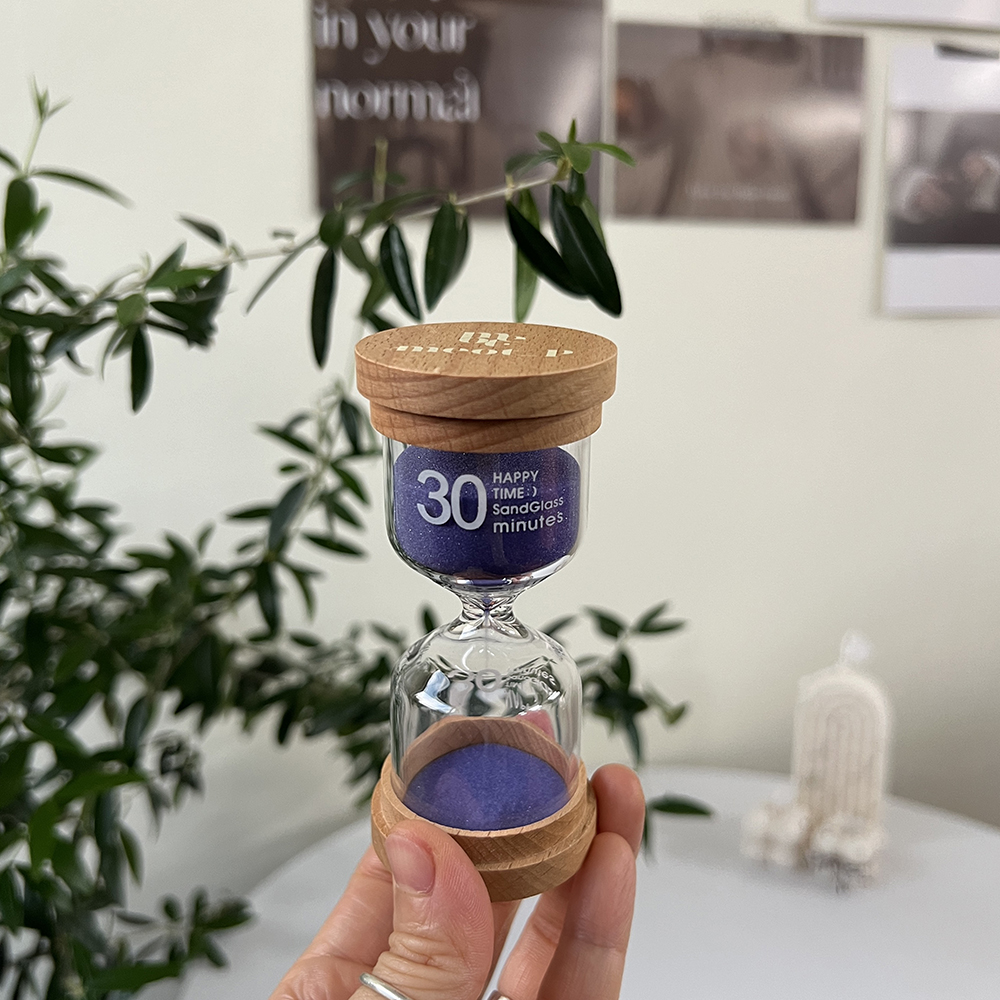 [강화유리] 시간별 3분 양치 타이머 모래멍 우드 모래시계