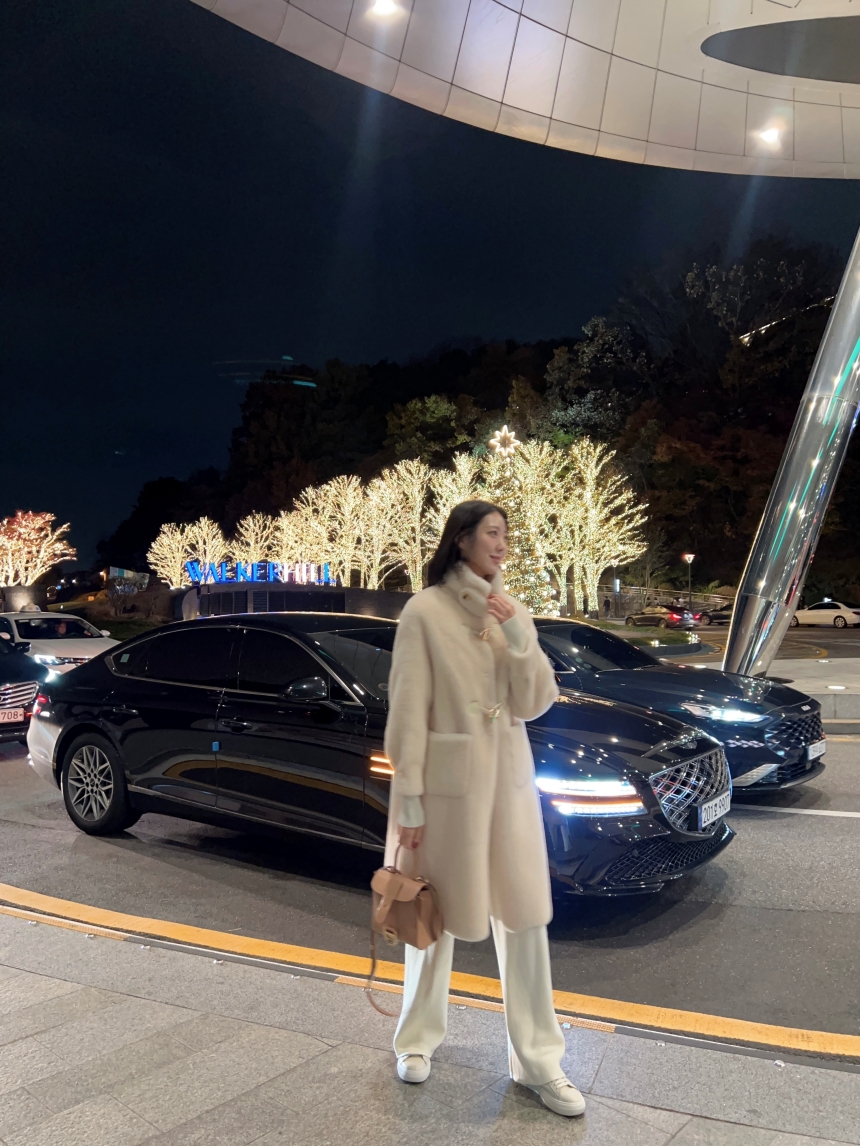 리얼 양모 시어링 / 따뜻한 골드 더플 버튼 하이넥 롱 무스탕 코트 2col 상세 이미지 70