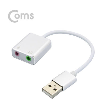 라이트컴 Coms USB 오디오(7.1) 외장형 사운드카드 컨버터/3.5 ST/Mic - 케이블형, Metal/Silver (BT322)