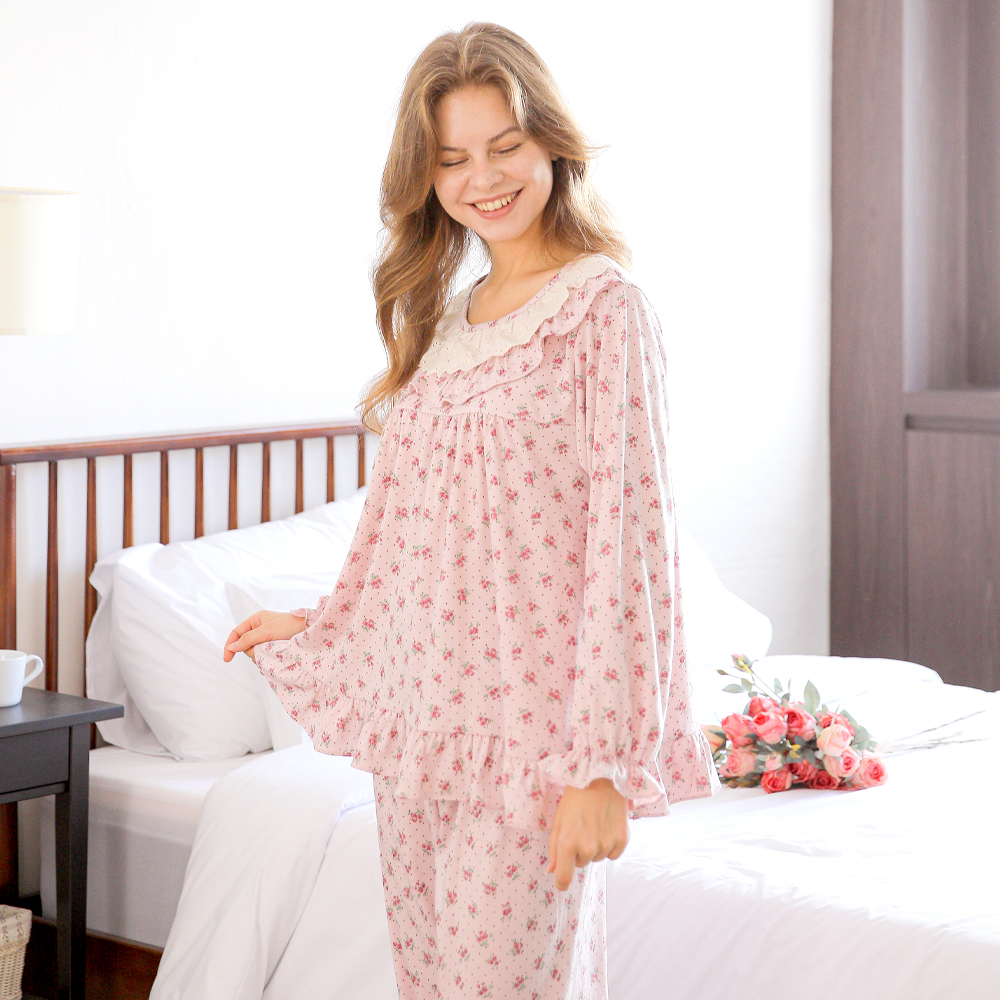 여성 잠옷 여자 플라워 파자마 홈웨어 집들이 선물 상하세트 24F342(로즈픽) - 상세 이미지 5
