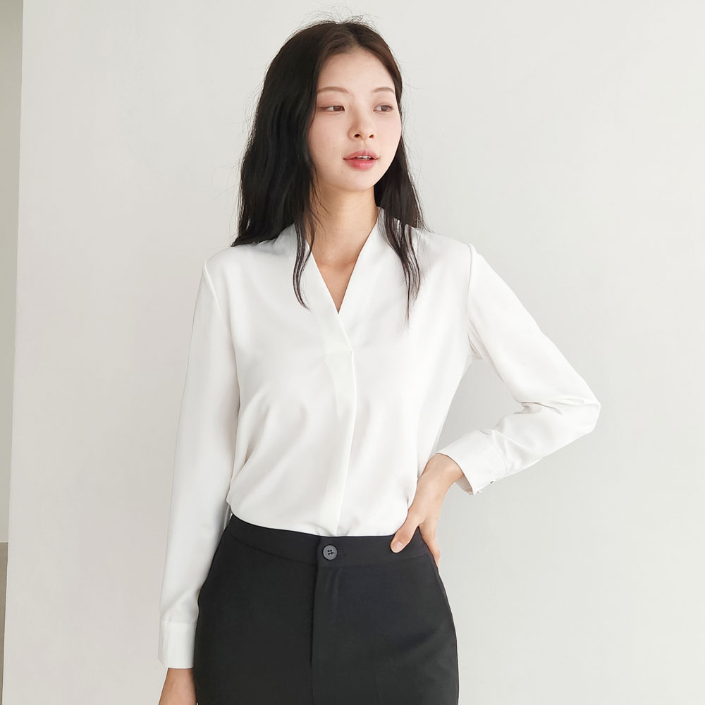 흰색 면접 흰블라우스 통통녀 하객룩 [셀디] - 상세 이미지 3