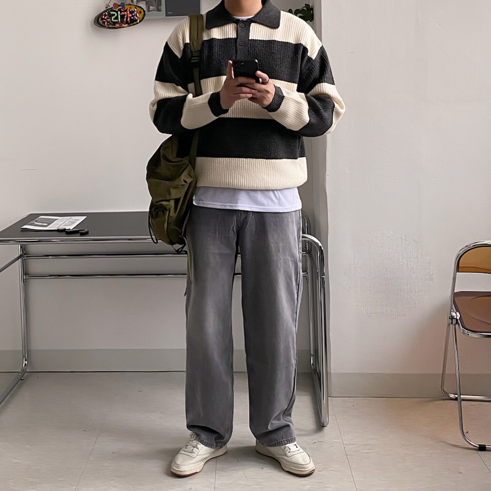 남성기모청바지 남자블랙진 연청바지 - 상세 이미지 5