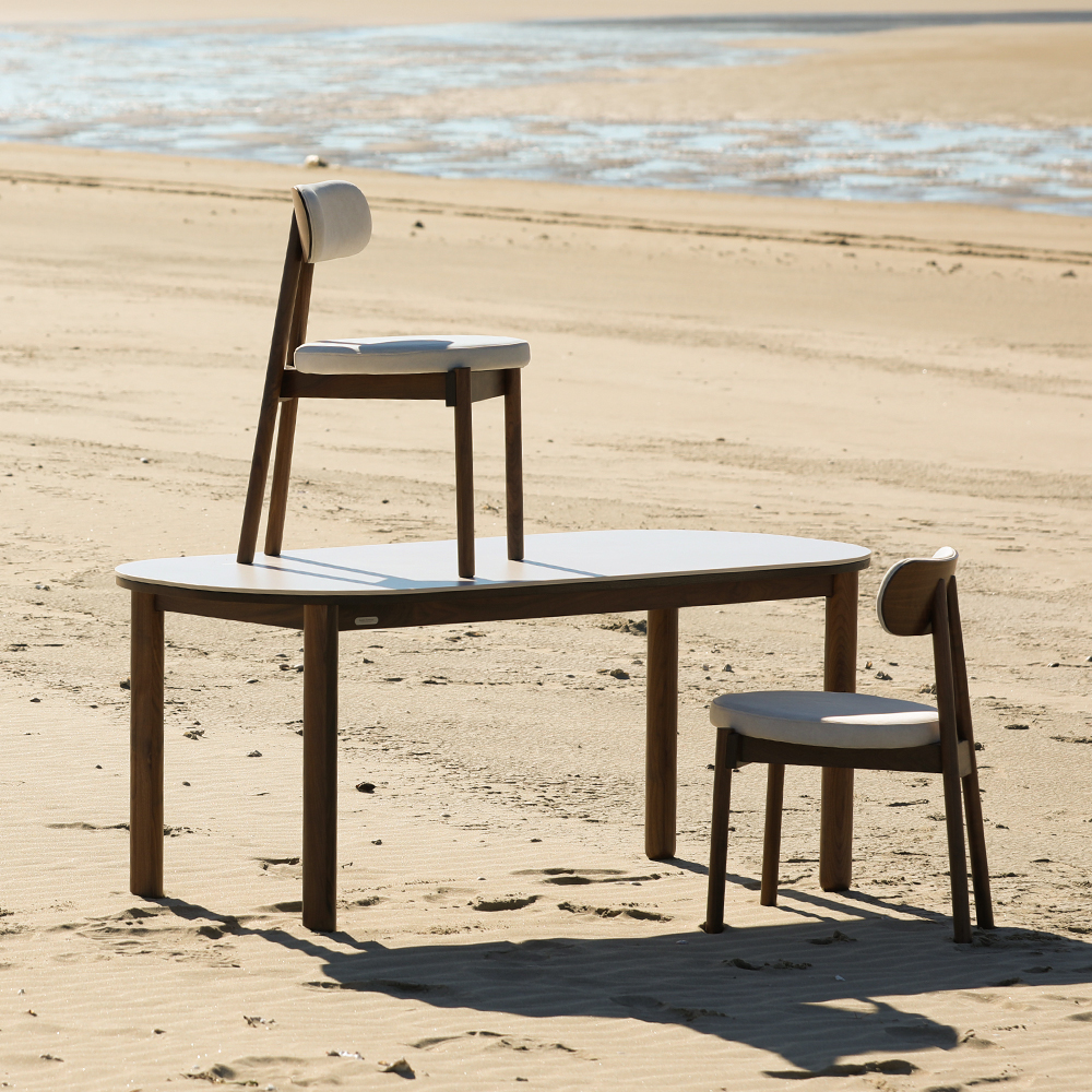 라미에스 유니 월넛 호두나무 포세린 세라믹 라운드 식탁세트 4인용 1400 의자4