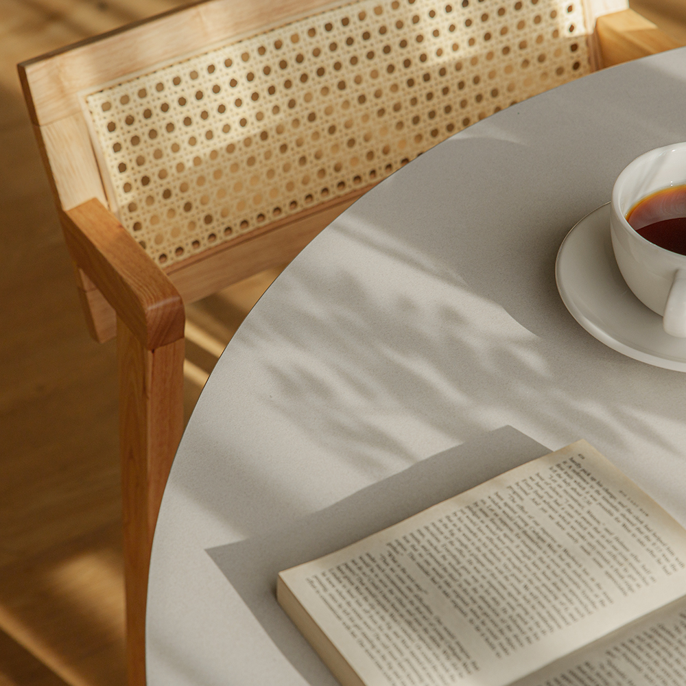 라떼 원목 원형 포세린 세라믹 테이블 1000