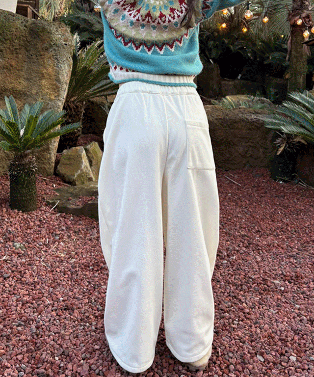 기모 코듀로이 와이드 밴딩 팬츠 - 상품 이미지